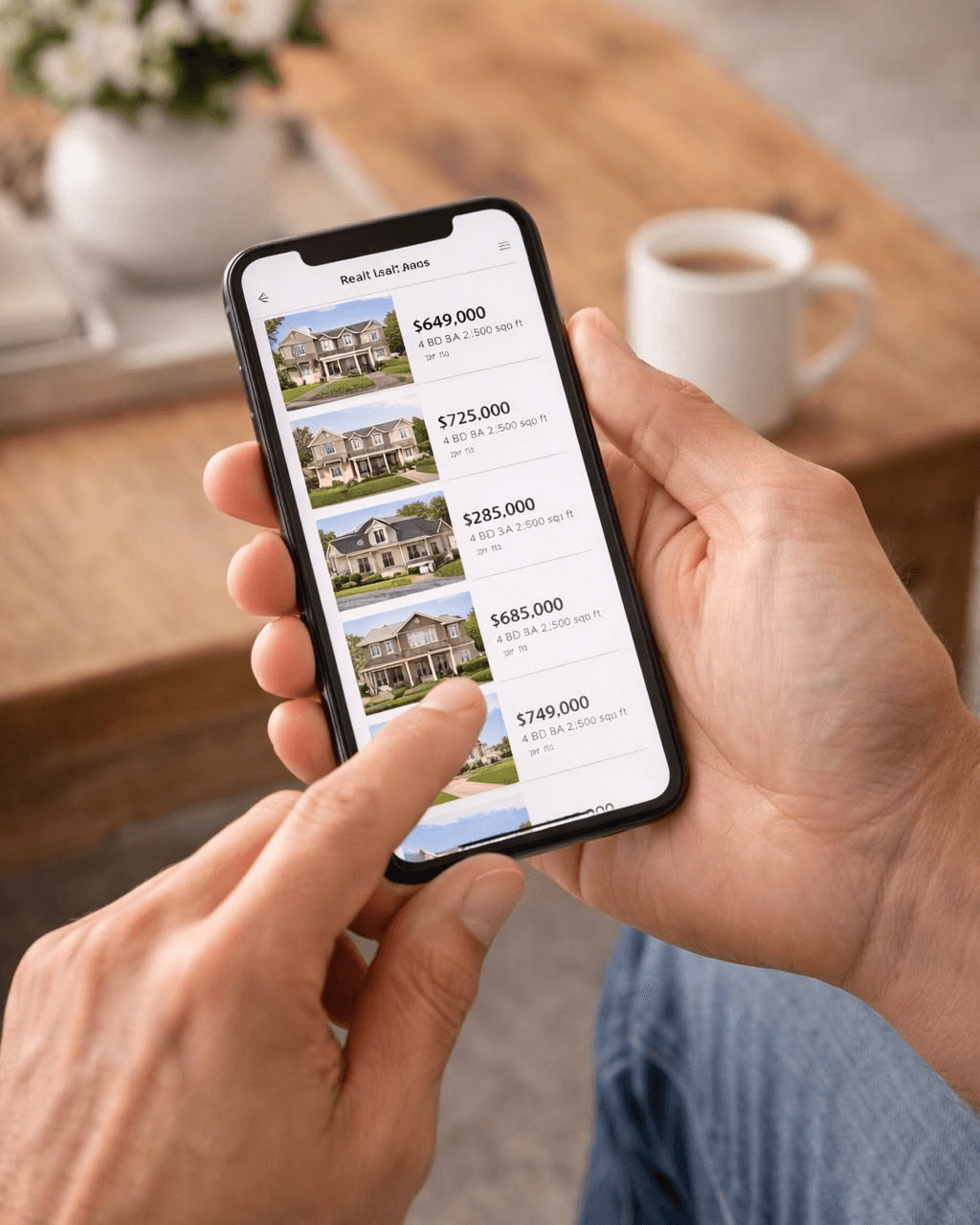 Phone showing Livappy property listings