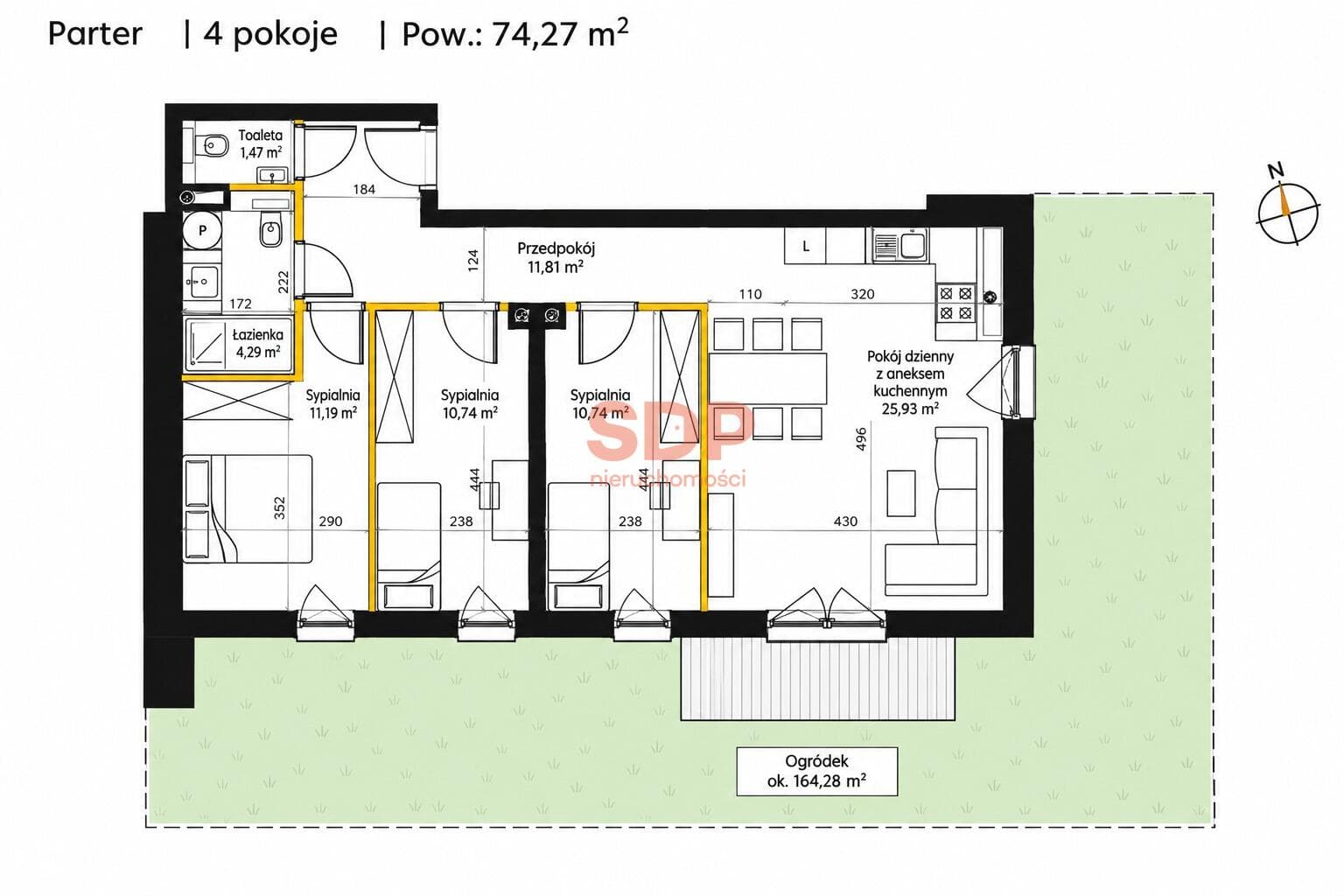 Apartament | 4 pokoje z prywatnym ogrodem | 74 m² | Wrocław Maślice